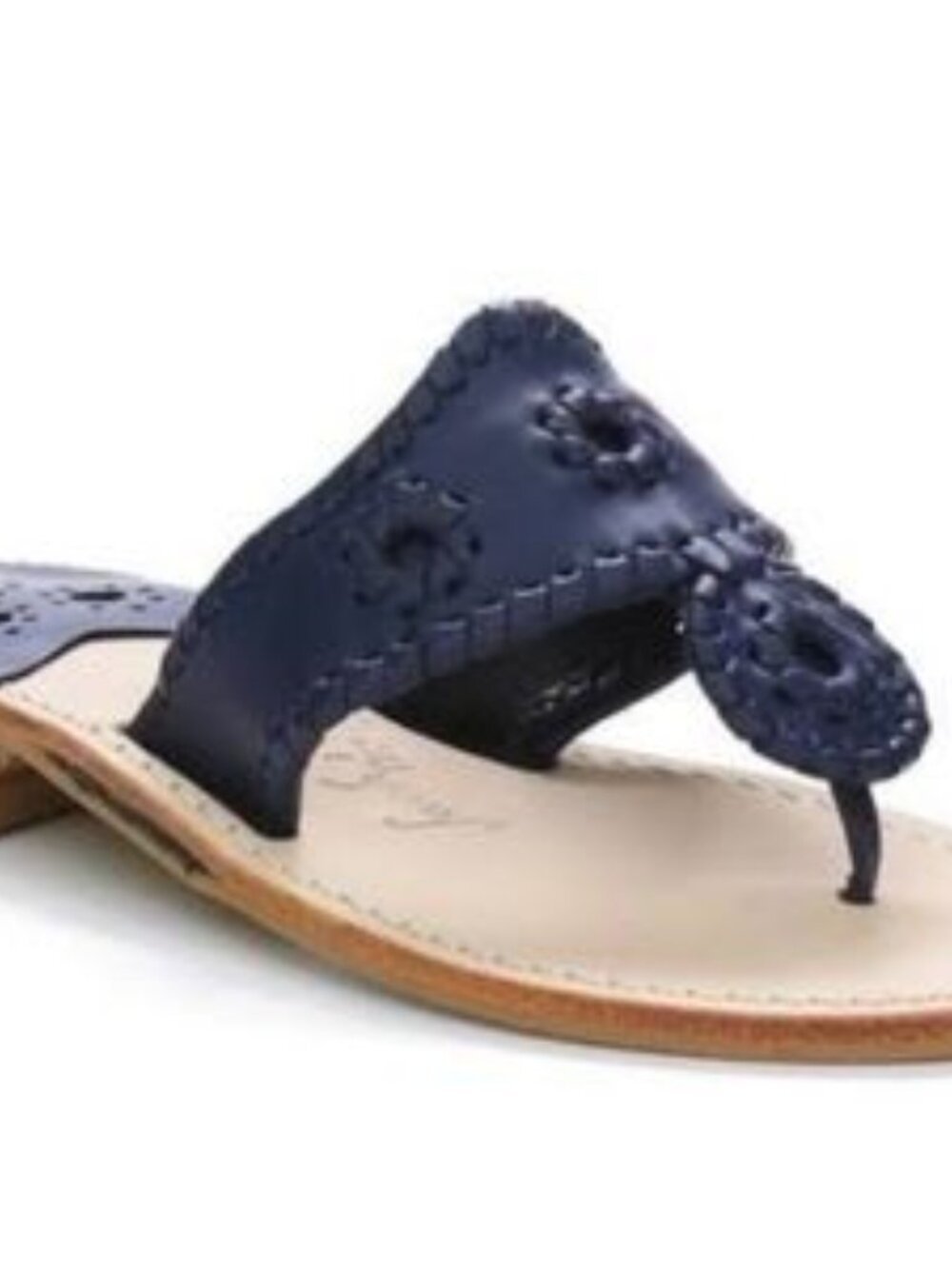 Jack Rogers Black Leather Sandal with Cutout Medallions/NEW with Marshalls tag
